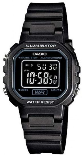 שעון יד דיגיטלי עם רצועת שרף Casio LA-20WH-1BDF - צבע שחור