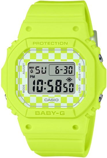 שעון יד דיגיטלי עם רצועת שרף Casio Baby-G BGD-565GS-9DR  - צבע צהוב ליים