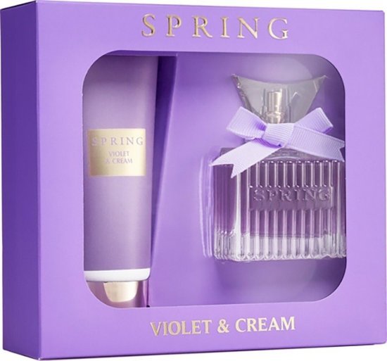 מארז בושם לאישה 75 מ''ל Spring Violet & Cream או דה פרפיום E.D.P + קרם ידים 100 מ''ל