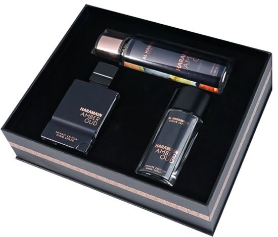 מארז בושם יוניסקס 75 מ''ל Al Haramain Amber Oud Private Edition אקסטרייט דה פרפיום + בושם 30 מ''ל + מבשם גוף 250 מ''ל
