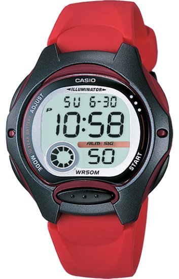 שעון יד דיגיטלי עם רצועת שרף Casio LW-200-4AVDF - צבע אדום