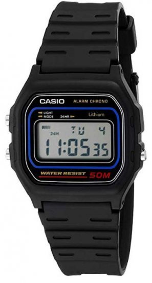 שעון יד דיגיטלי קלאסי עם רצועת שרף Casio W-59-1VCB - צבע שחור