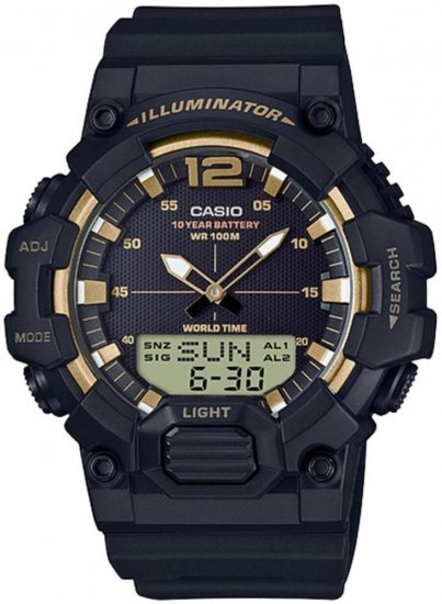 שעון יד אנלוגי-דיגיטלי משולב עם רצועת שרף לגברים Casio HDC-700-9AVDF - צבע שחור / זהב